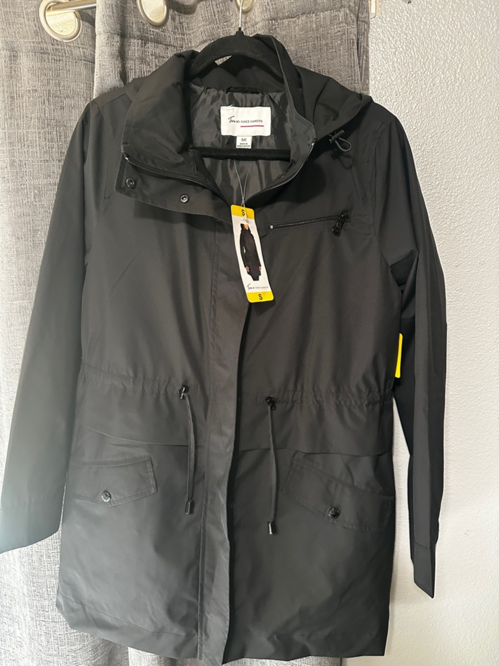 Vince Camuto Black Hooded Drawstring Jacket
